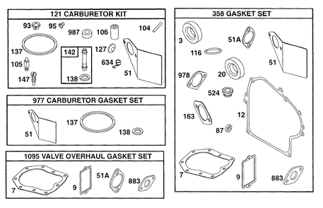 Gasket Sets Diagram and Parts List for 176432-0117-XX  Briggs and Stratton Engine